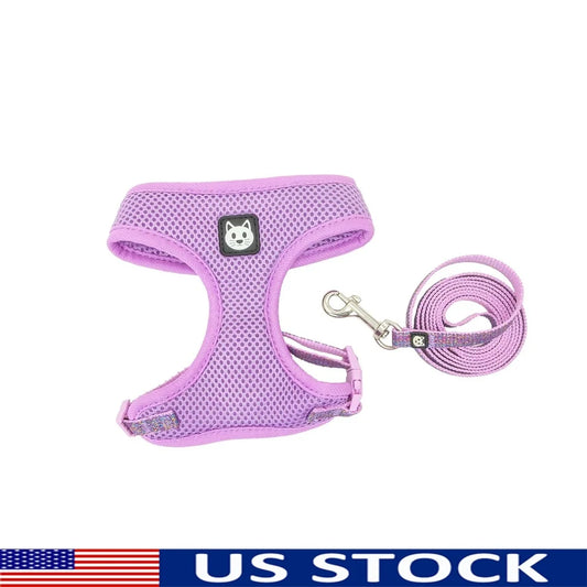 Purple Sparkle Cat Harness And Leash Set Fits 5 To 10 Lbs