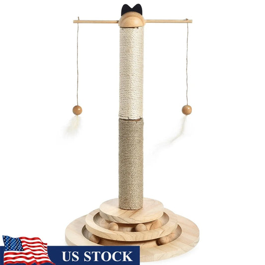 XMSJ Interactive Cat Scratching Post with Hanging Feather Toys