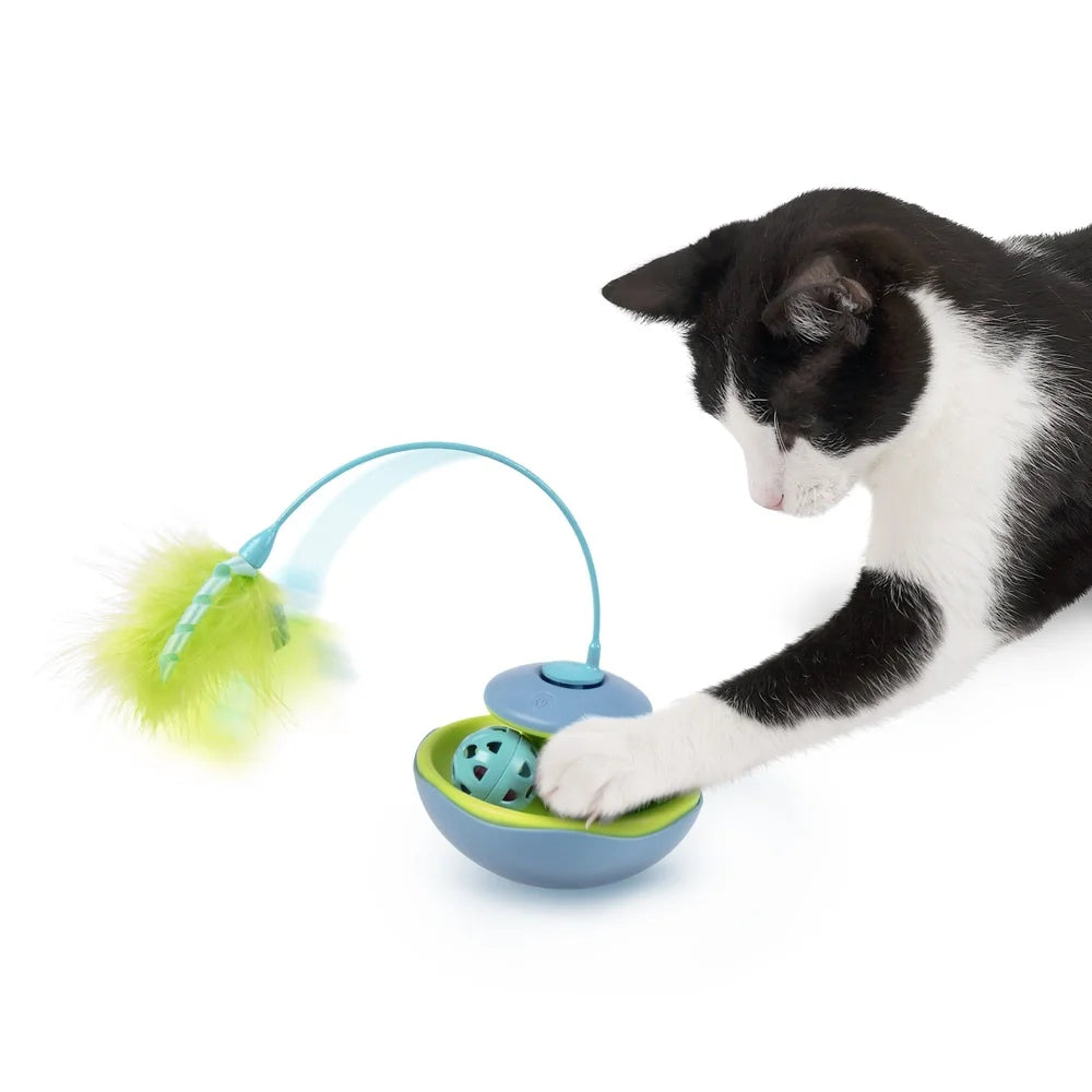 XMSJ Interactive Cat Toy with Spinning Feather Wand