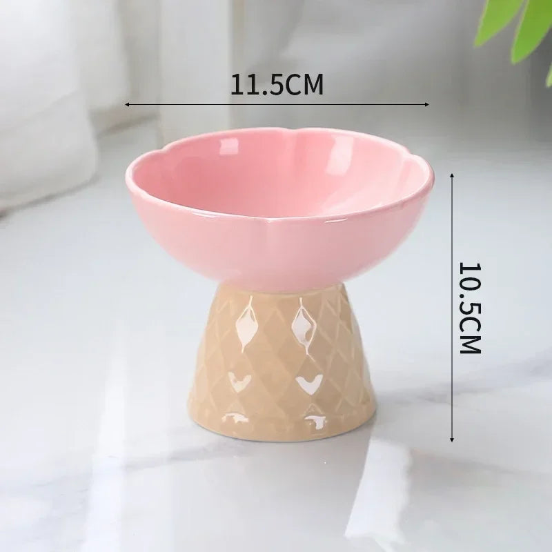 Cat Raised Ceramic Bowl Cute Pet Food Water Feeding Bowls Elevated Tilted Puppy Dog Drinking Eating Bowl Pet Supplies