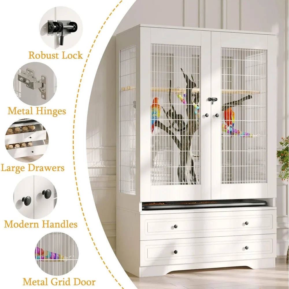 Large Bird Flight Cage With Removable Tray And Drawers