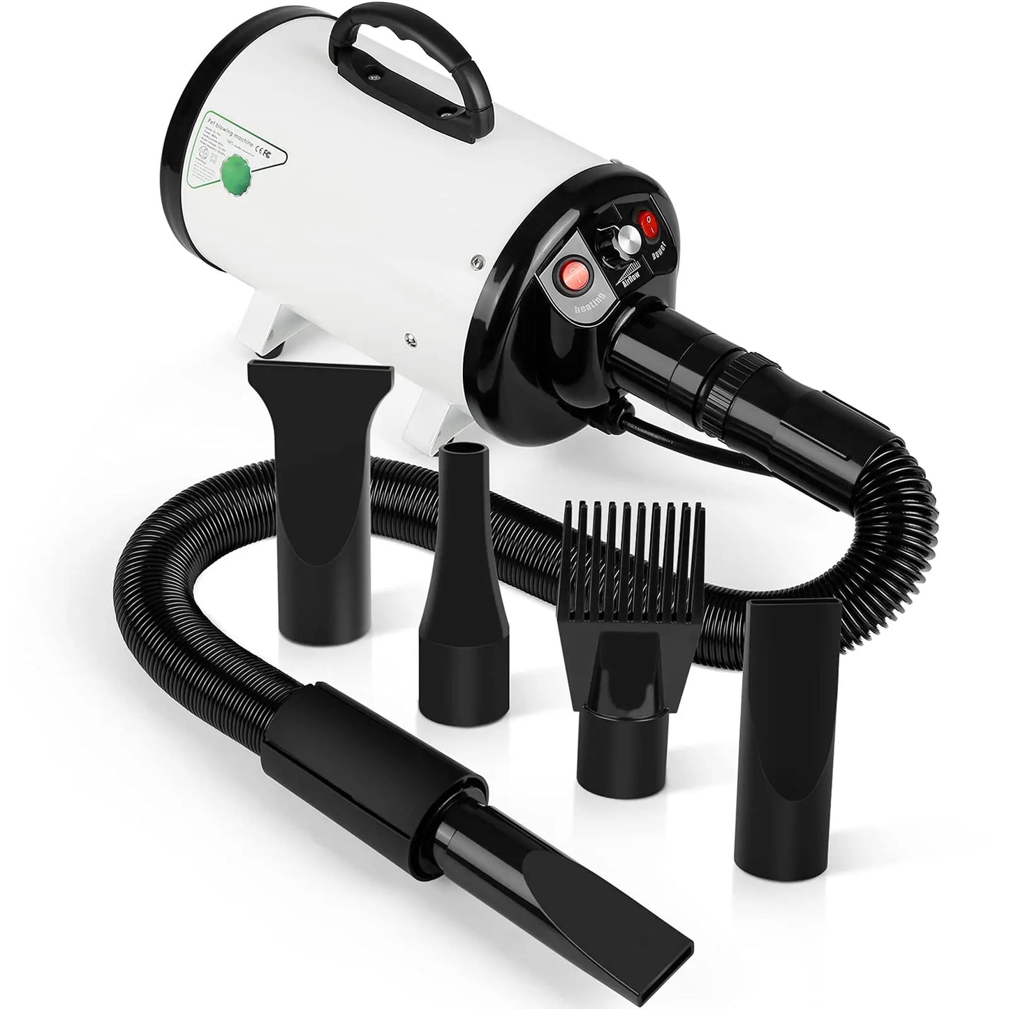 Dog Hair Dryer 3.8HP 2800W Pet Grooming Blower for Large Dogs Adjustable Heat and Speed