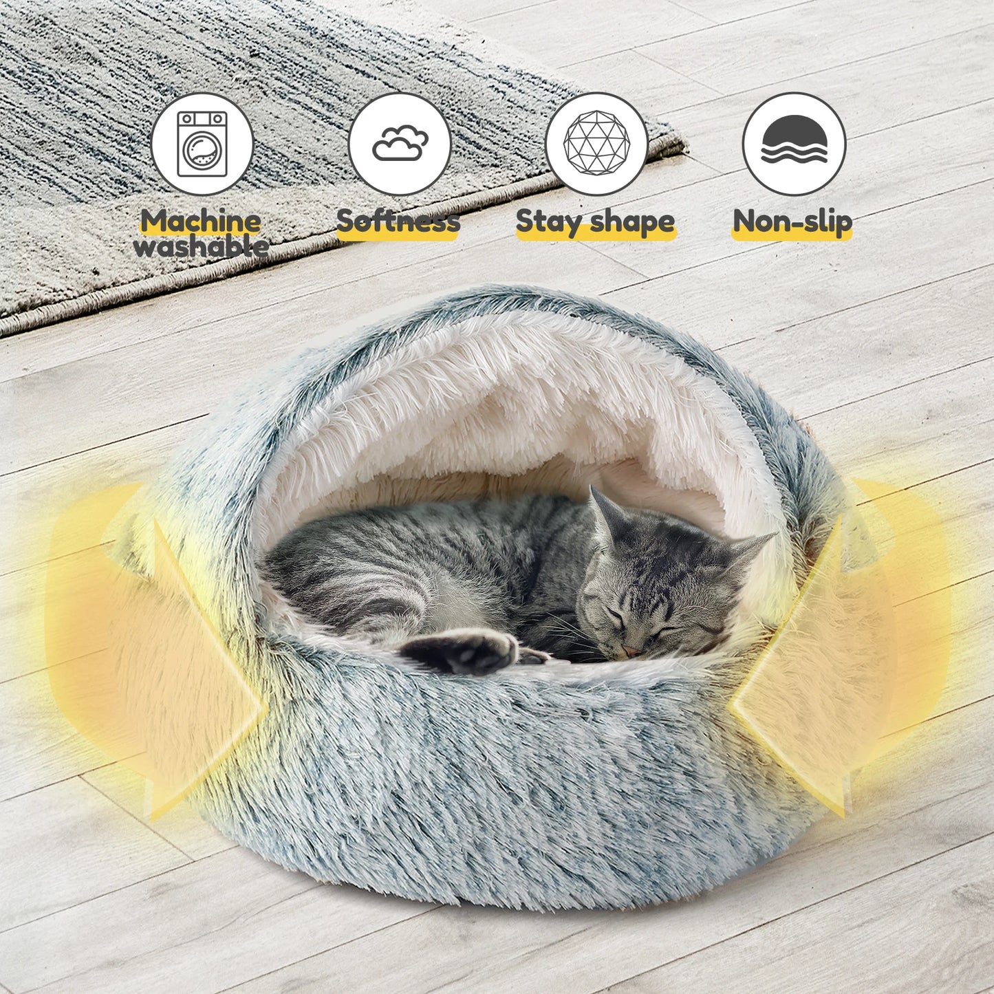 25 Inch Pet Cat Dog Bed Nest Soft Semi Enclosed Cat House