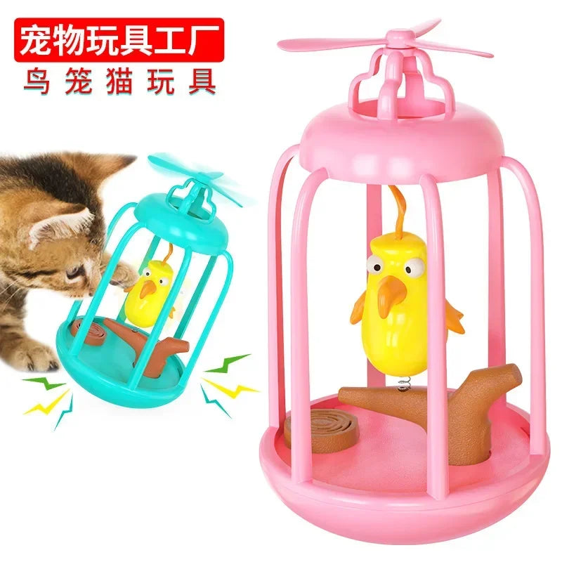 CN Guangdong Cat Interactive Squeaky Swinging Bird Cage Toy