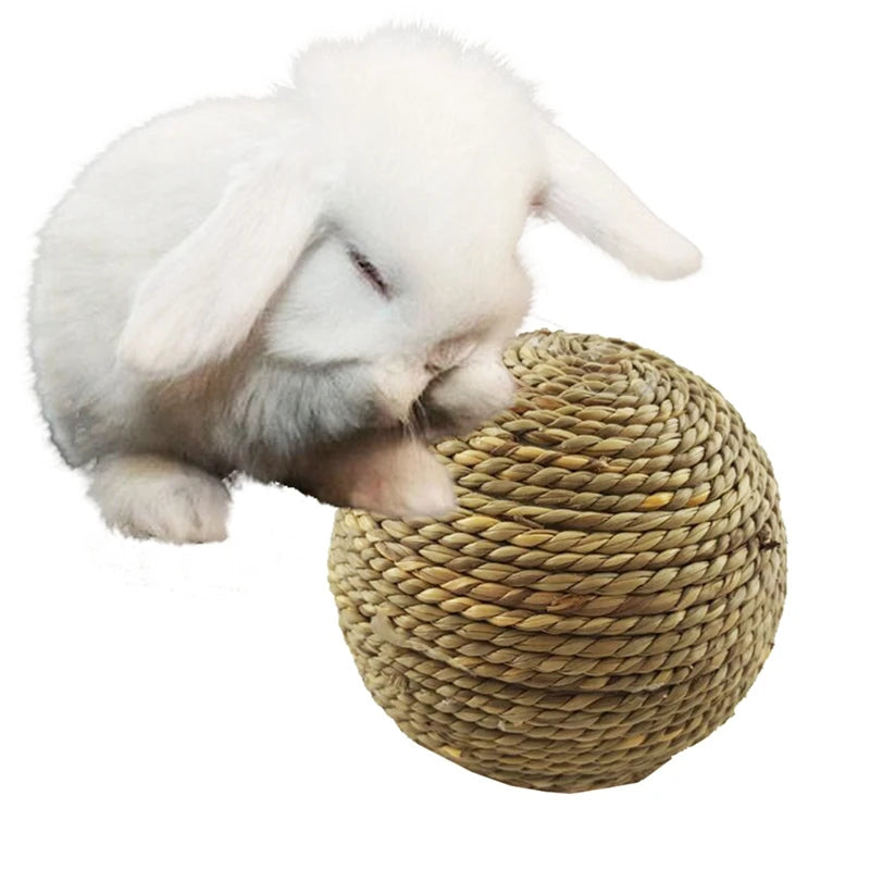 4 Pack Natural Grass Ball Pet Chew Toy For Small Pets