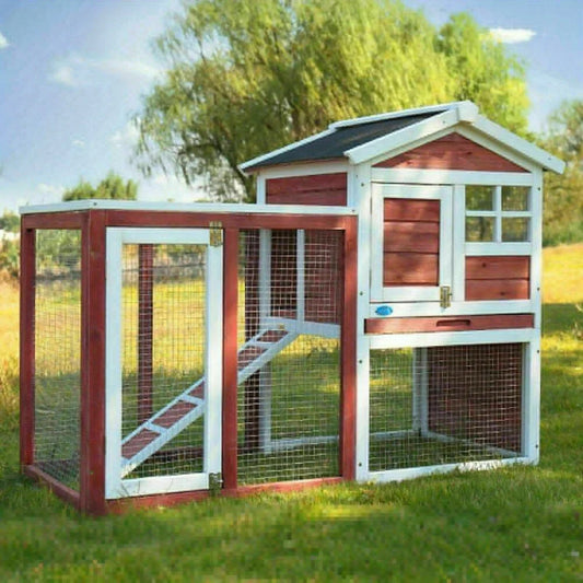 Wooden Rabbit Hutch and Chicken Coop Outdoor Habitat