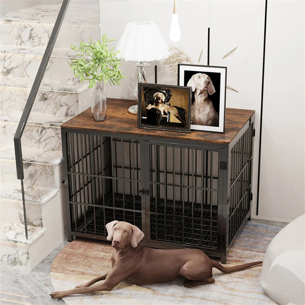 Borwarth Large Wooden Dog Crate Indoor Furniture Style Kennel