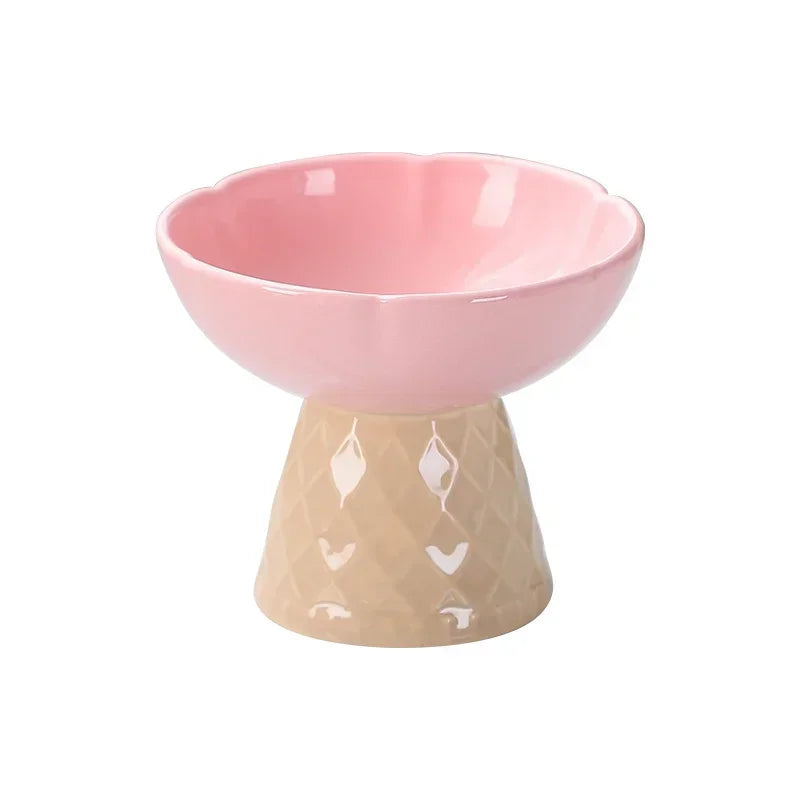 Cat Raised Ceramic Bowl Cute Pet Food Water Feeding Bowls Elevated Tilted Puppy Dog Drinking Eating Bowl Pet Supplies
