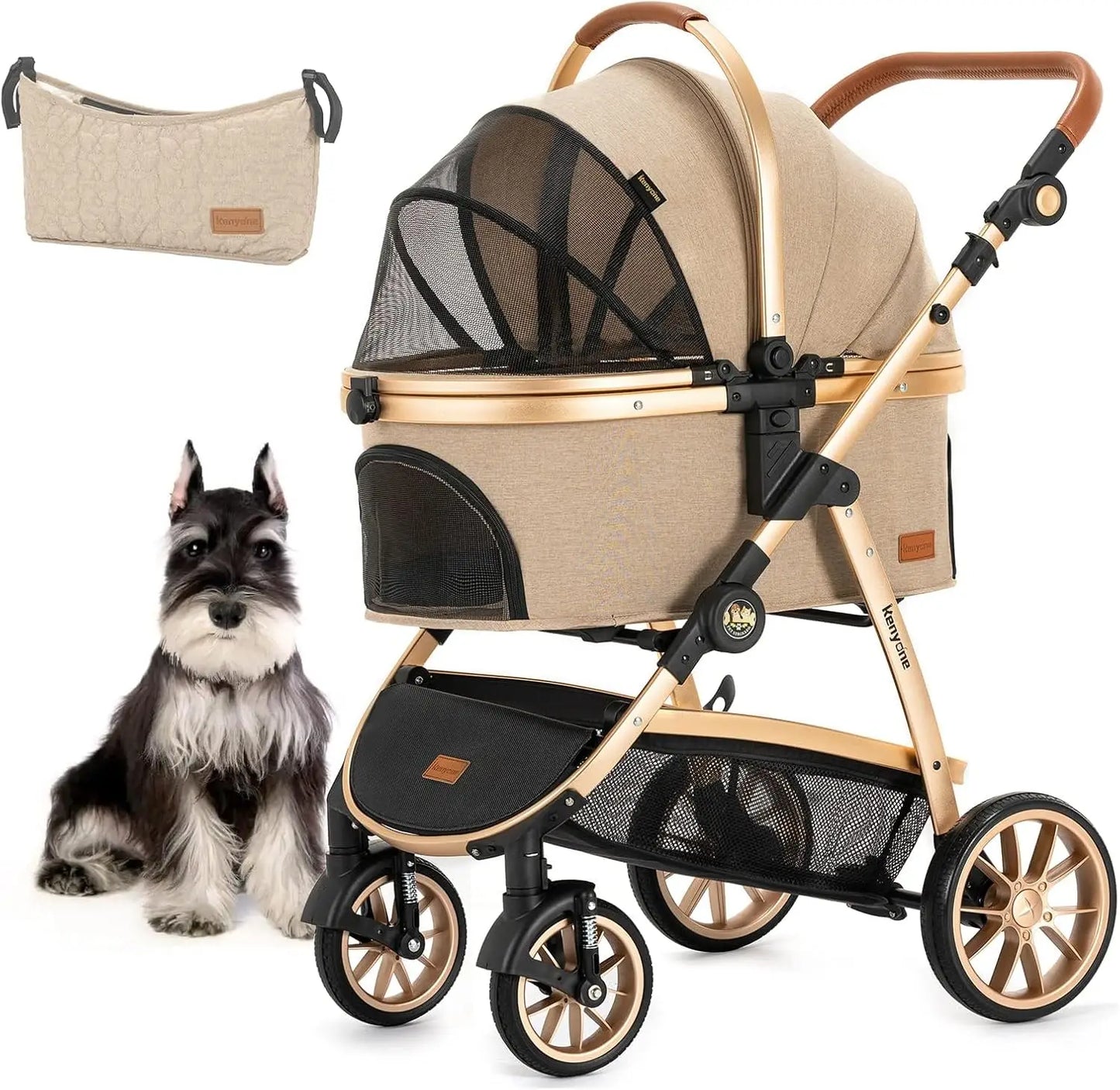 Pet Stroller 3 In 1 For Medium Small Dogs And Cats Khaki