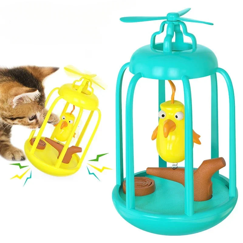 CN Guangdong Cat Interactive Squeaky Swinging Bird Cage Toy