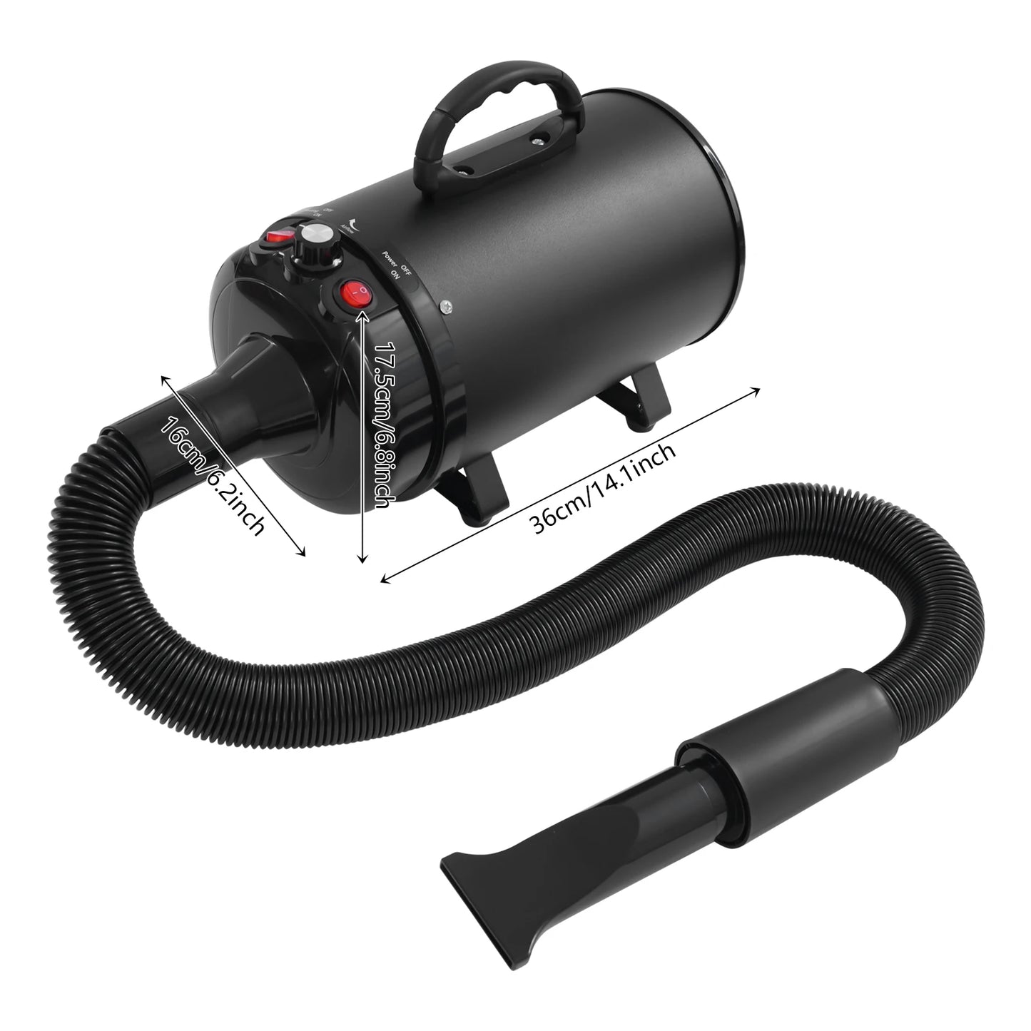 2200W Professional Pet Grooming Dryer with Adjustable Wind Speed and 4 Nozzles Low Noise Design for Dogs and Cats