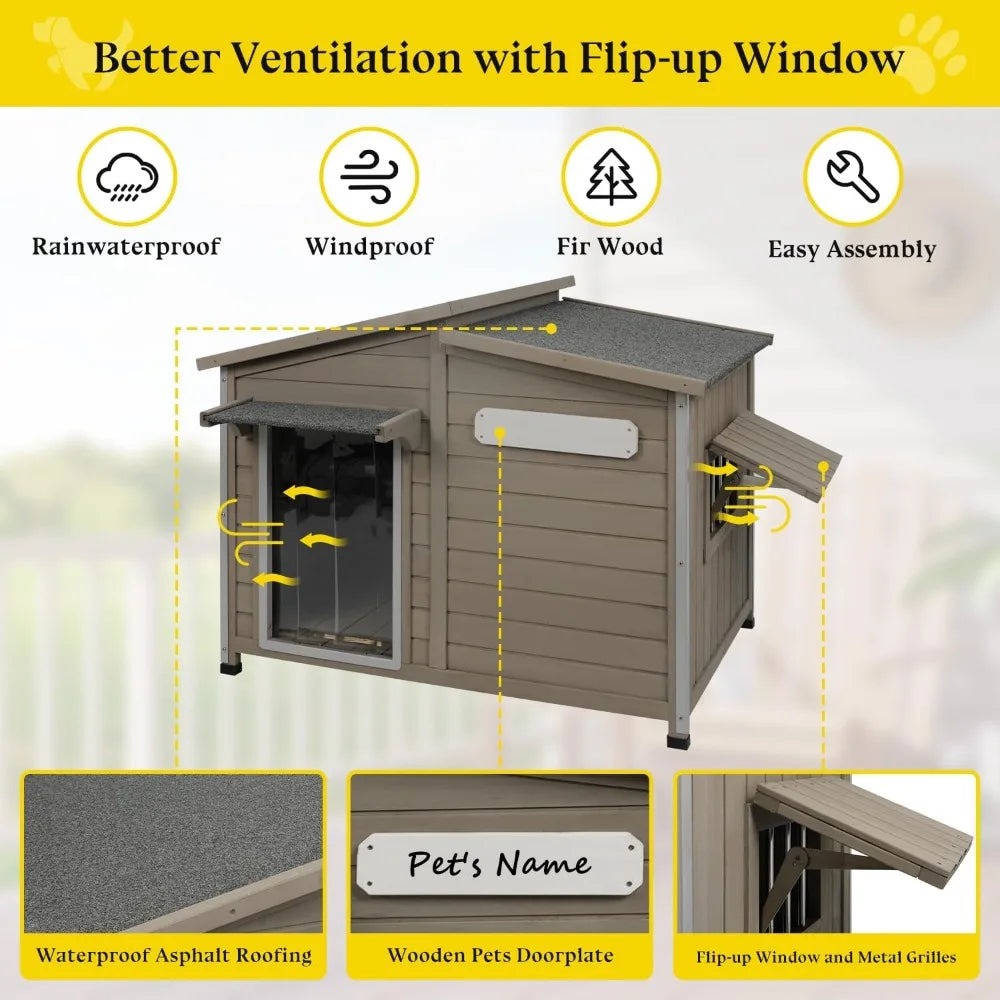 NoEnName_Null Outdoor Dog House Weatherproof Wooden Kennel