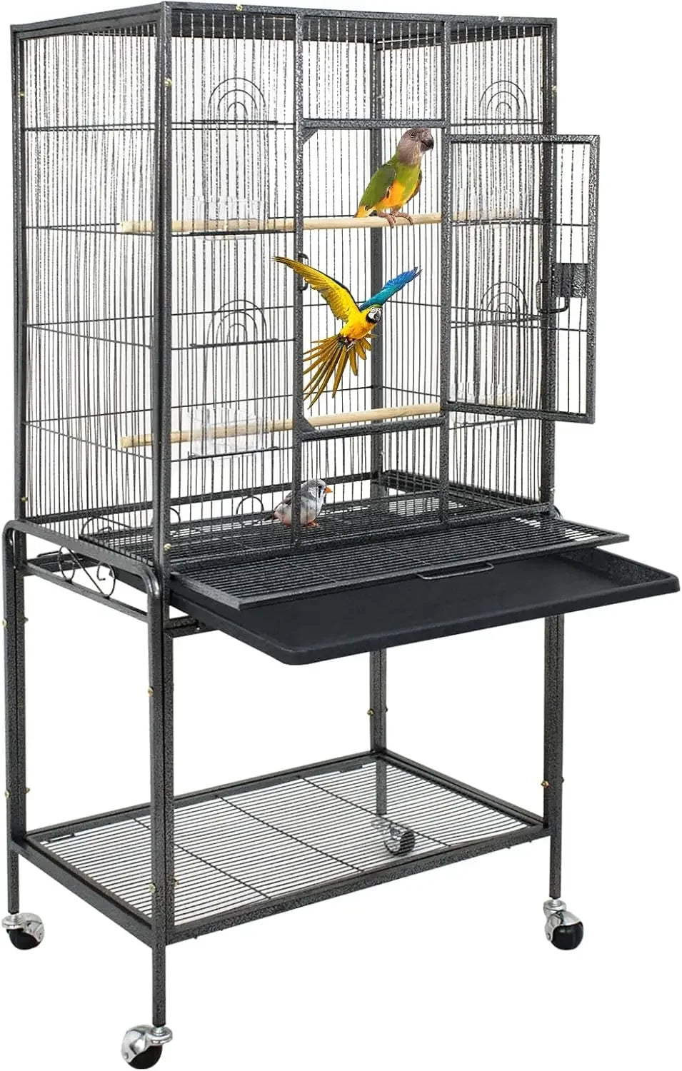 Peisi Wrought Iron Bird Cage With Rolling Stand For Birds