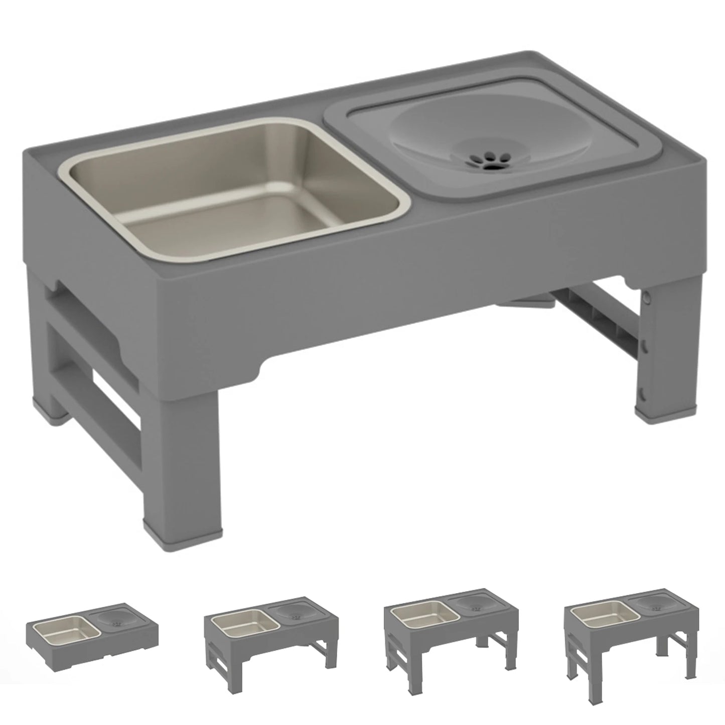 3 In 1 Pet Dog Stainless Steel Slow Feed Drinking Water Bowls Adjustable Height Anti Knock Large Cat Dog Bowl