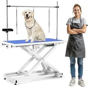 49 Inch Electric Dog Grooming Table Heavy Duty Professional Grooming Table for Dogs 400lbs with Tool Organizer and Three Nooses