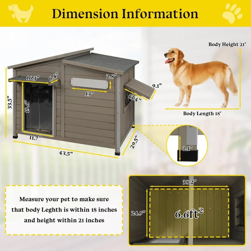 NoEnName_Null Outdoor Dog House Weatherproof Wooden Kennel
