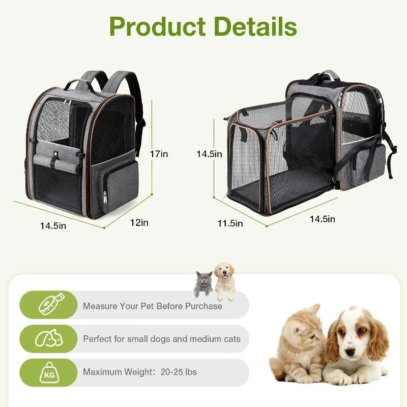 NoEnName Null Cat Backpack Carrier Expandable Pet Travel Bag