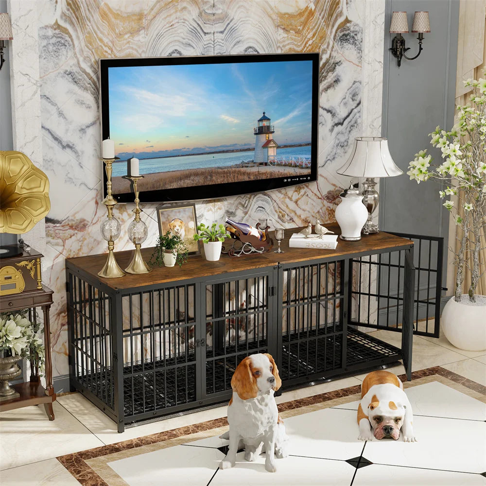 Borwarth Large Wooden Dog Crate Indoor Furniture Style Kennel