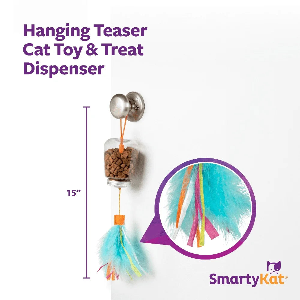 XMSJ Interactive Cat Toy Treat Dispenser with Colorful Feathers