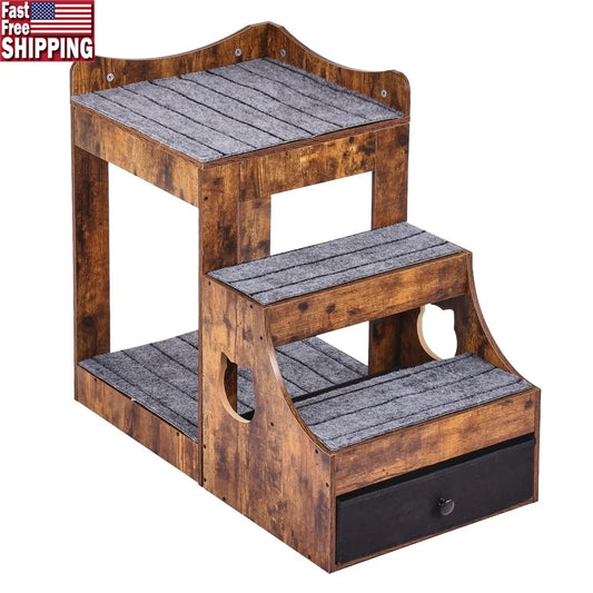 Double Deck Pet Bed With Detachable Steps Window Perch