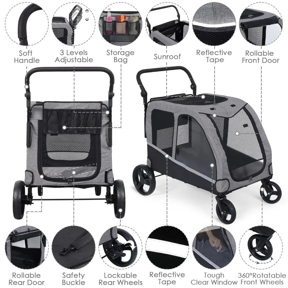 NoEnName_Null Extra Large Pet Stroller for Medium and Large Dogs
