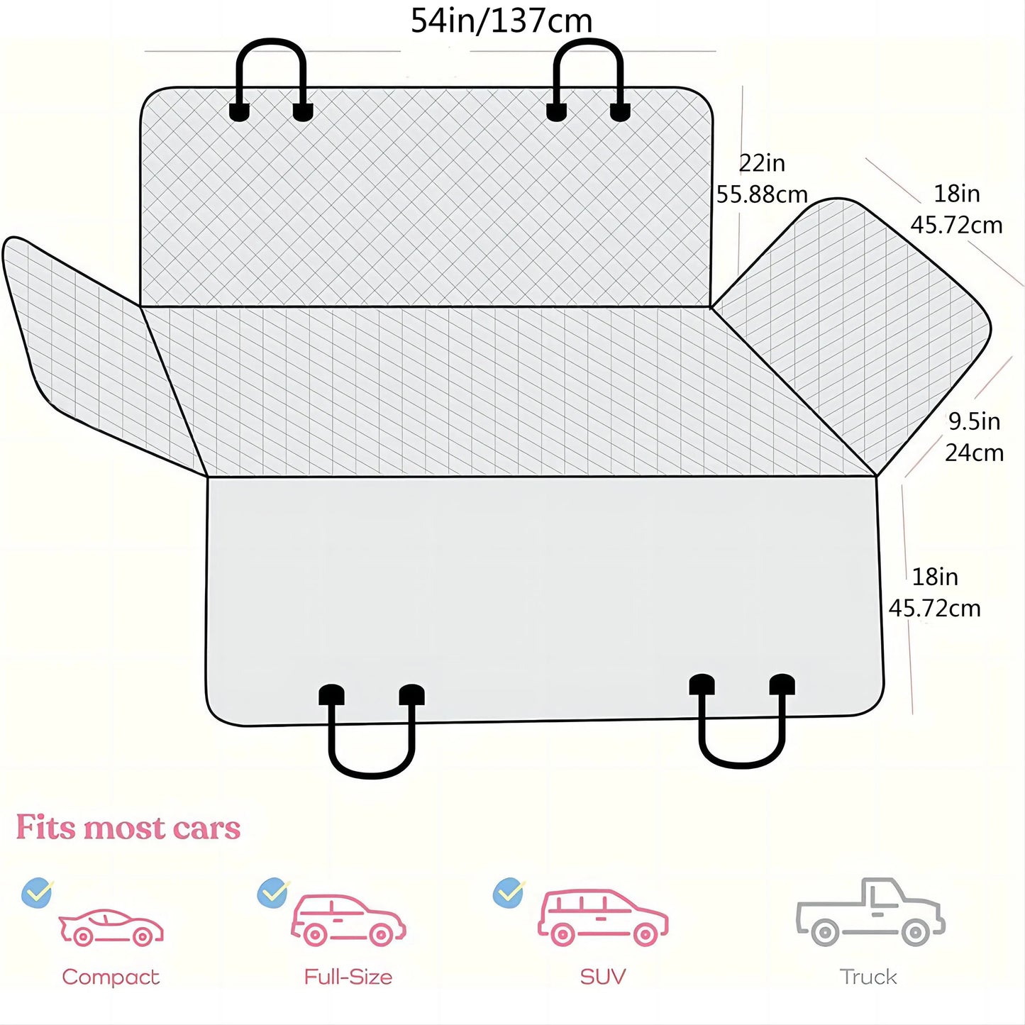 NoEnName Null Waterproof Pet Car Mat with Gray Edging
