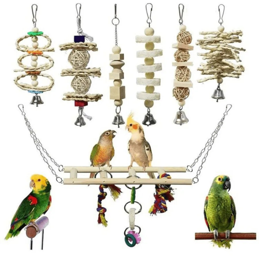 Hign Concerned Natural Wood Parrot Chew Toys And Ladder
