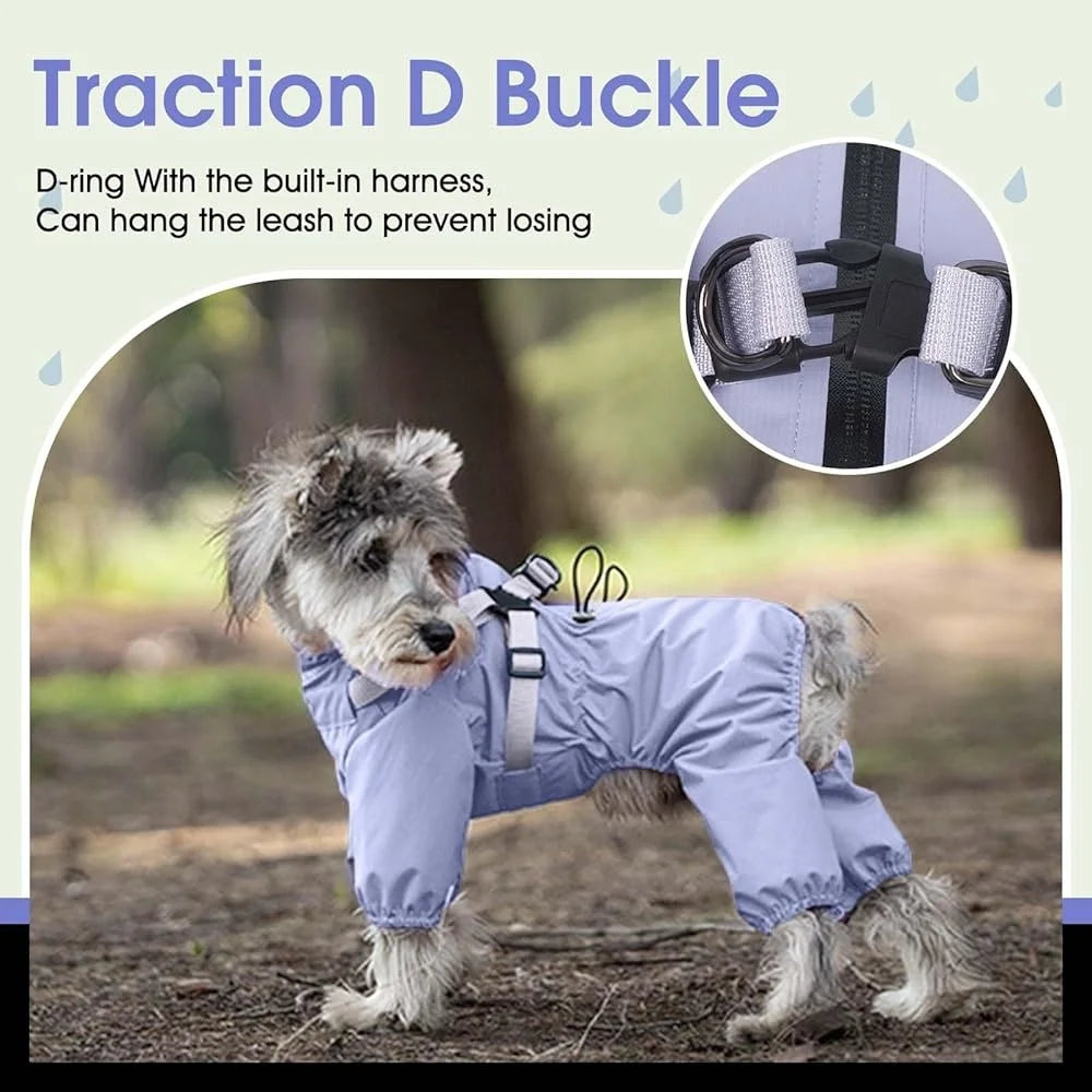 Waterproof Dog Raincoat With Harness For Small Dogs Outdoor