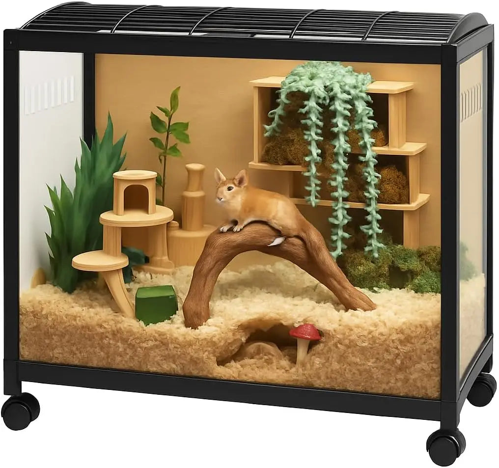 Chew Proof Hamster Cage With 360 Degree View And Wheels