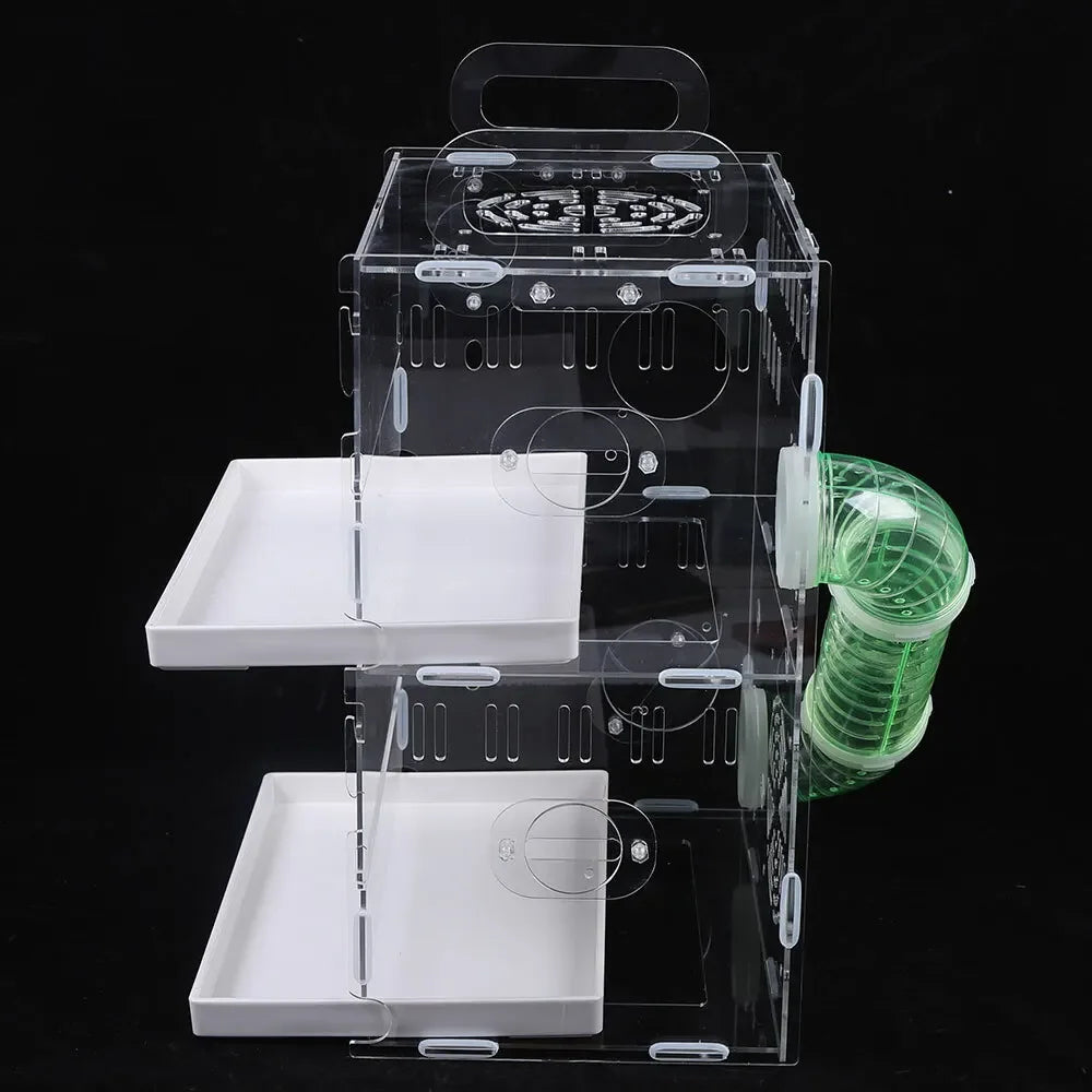 Clear Dual Level Small Pet Cage For Guinea Pigs Hamsters