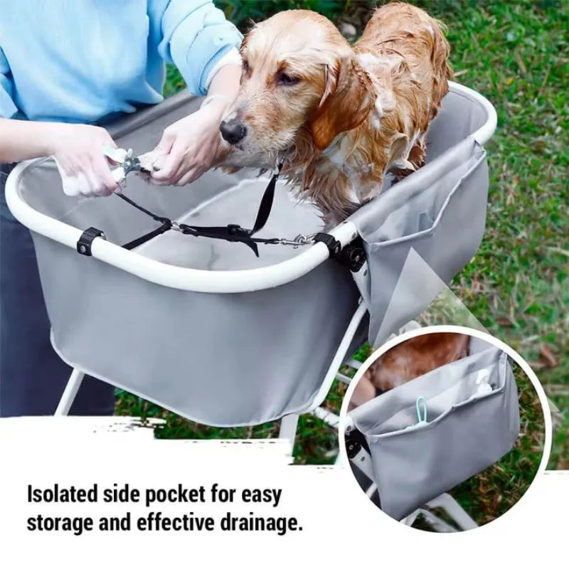 Dog Litter Foldable Elevated Dog Bath Tub Adjustable Grooming Station