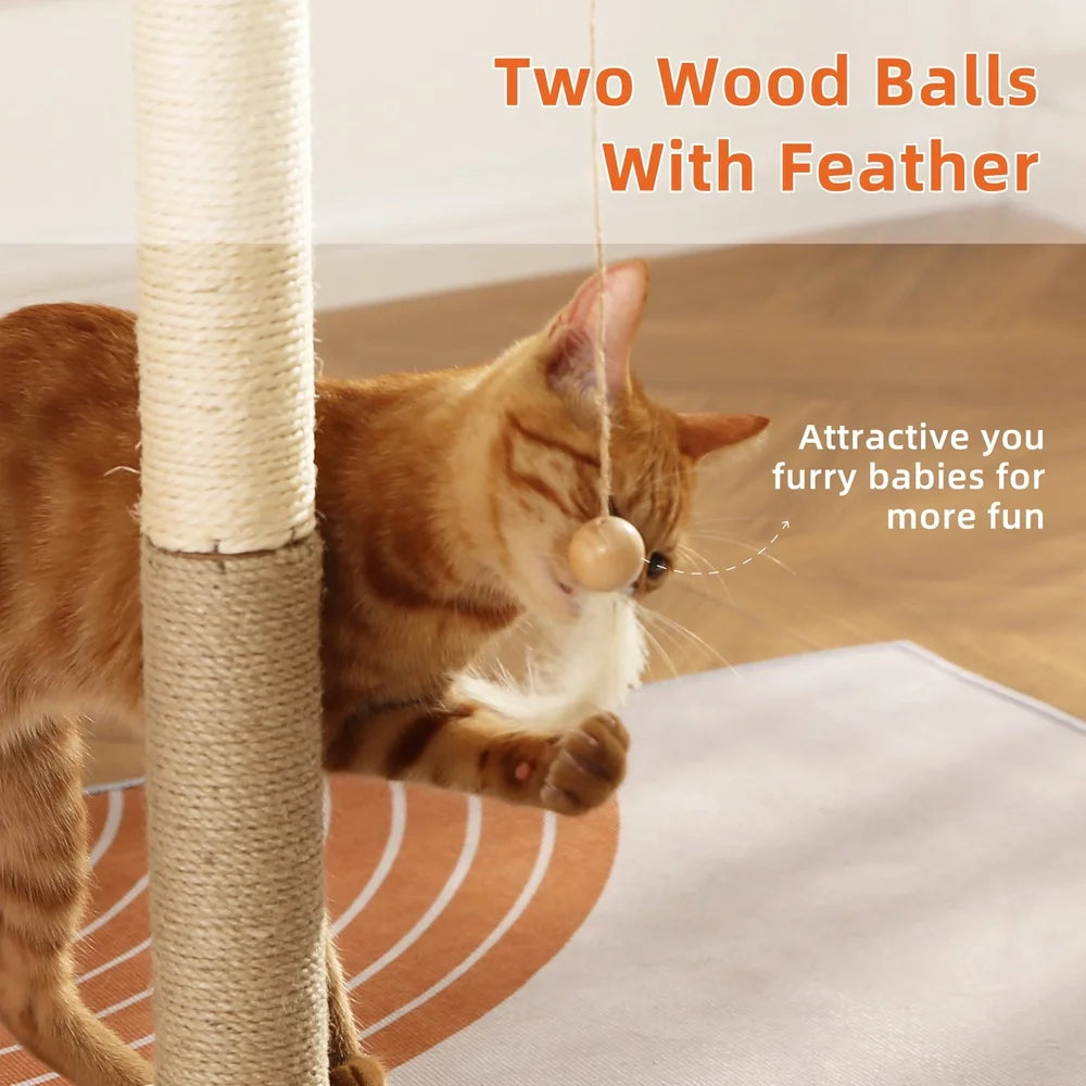 XMSJ Interactive Cat Scratching Post with Hanging Feather Toys