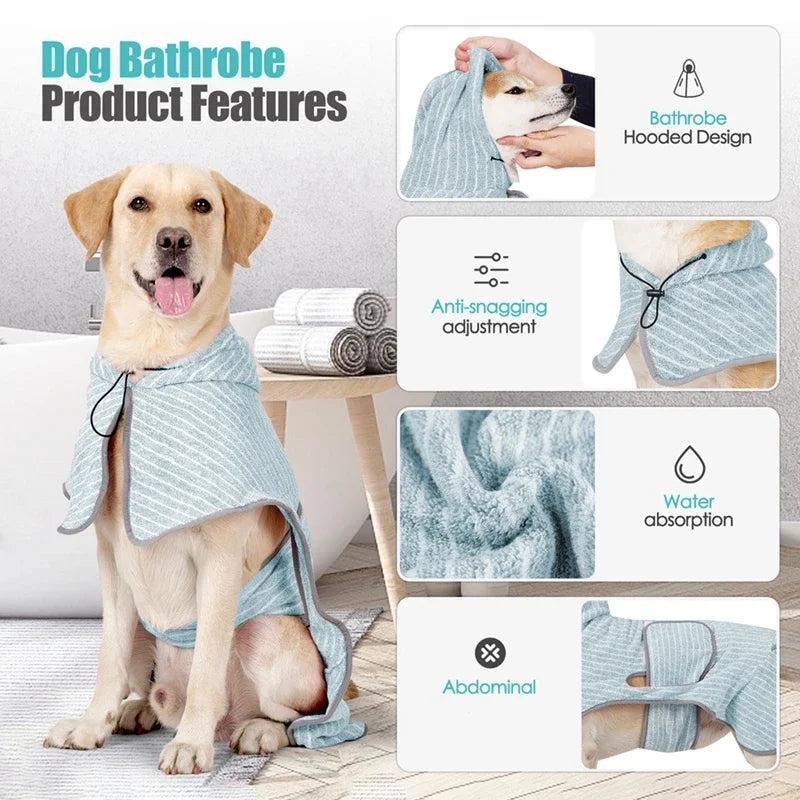 Pet Bathrobe Coat Fast Water Absorbent Towel For Dogs