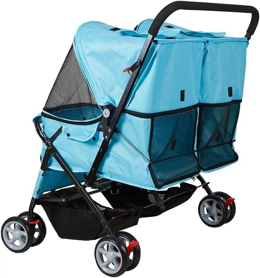 XMSJ Double Pet Stroller Foldable Dog Cat Jogger Cart