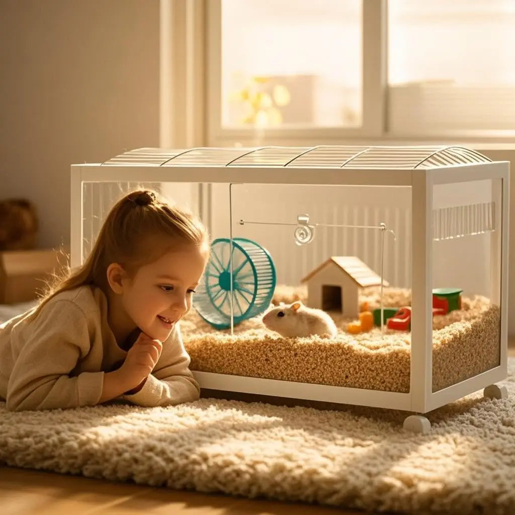 Chew Proof Hamster Cage With 360 Degree View And Wheels