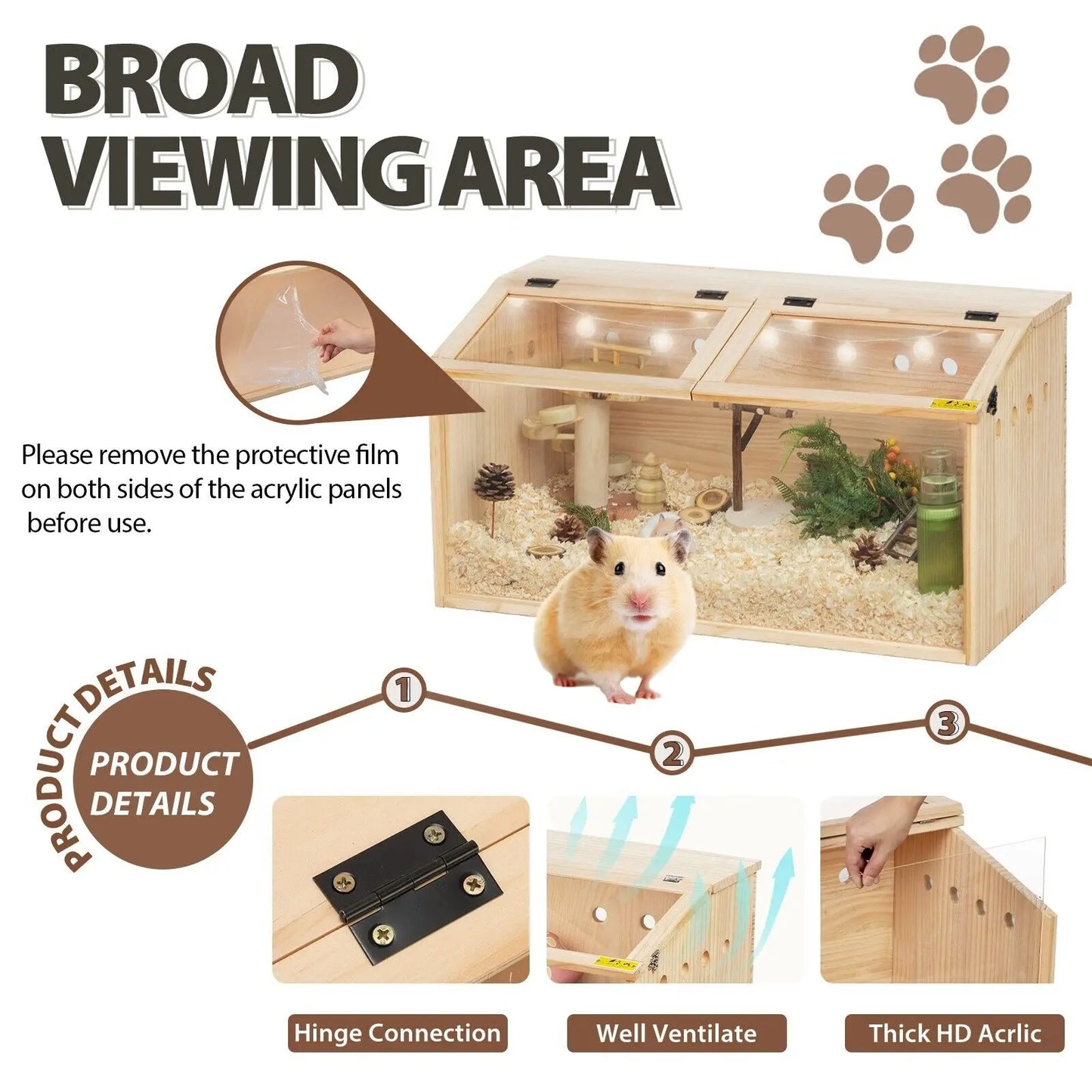Wooden Hamster Cage And Hutch With Openable Top Hideout