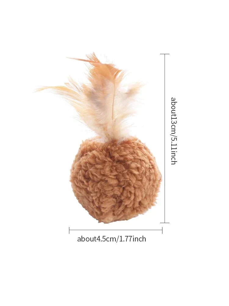 NoEnName Null Cat Toy Plush Ball with Feathers