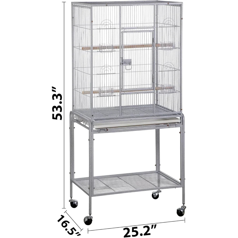 Peisi Wrought Iron Bird Cage With Rolling Stand For Birds