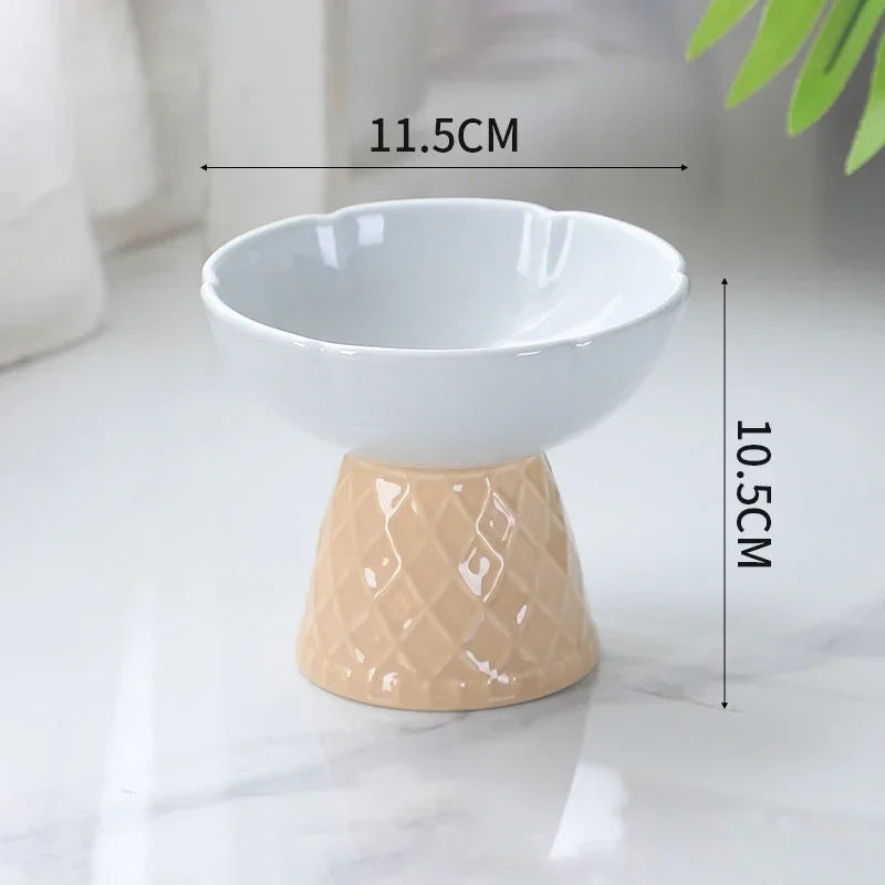 Cat Raised Ceramic Bowl Cute Pet Food Water Feeding Bowls Elevated Tilted Puppy Dog Drinking Eating Bowl Pet Supplies