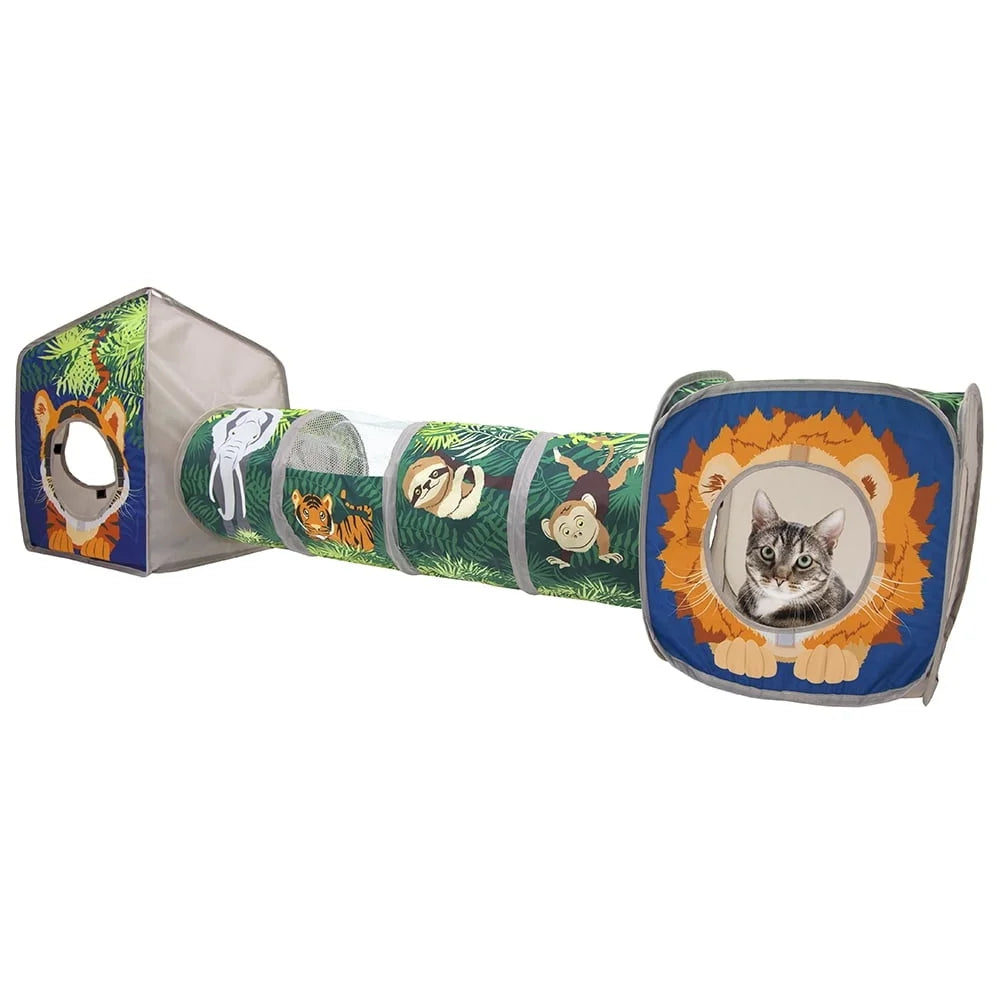 XMS Jungle Collapsible Play Combo Cat Tunnel and House