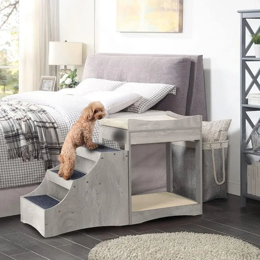 Multi Level Pet Bunk Bed With Removable Step Window Perch