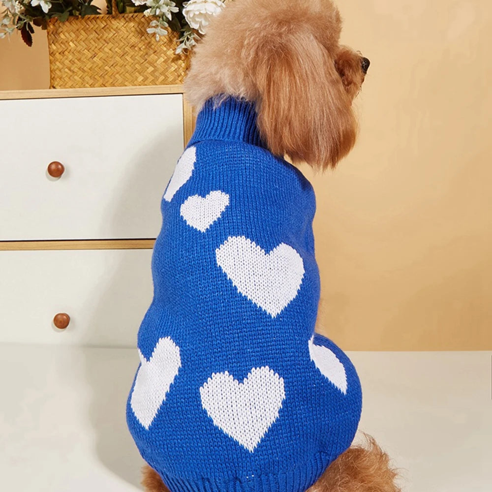 Warm Heart Pattern Pet Sweater Knitwear For Cats And Dogs