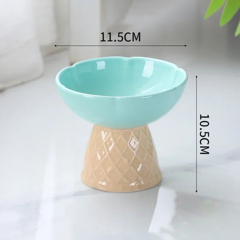 Cat Raised Ceramic Bowl Cute Pet Food Water Feeding Bowls Elevated Tilted Puppy Dog Drinking Eating Bowl Pet Supplies