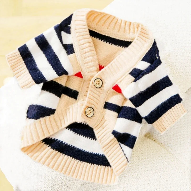 Doggyzstyle Winter Striped Knitted Dog Cardigan For Small Pets