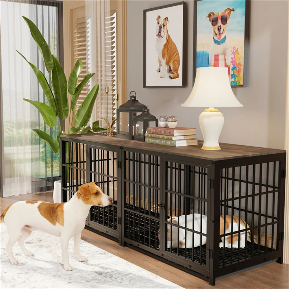 Borwarth Large Wooden Dog Crate Indoor Furniture Style Kennel