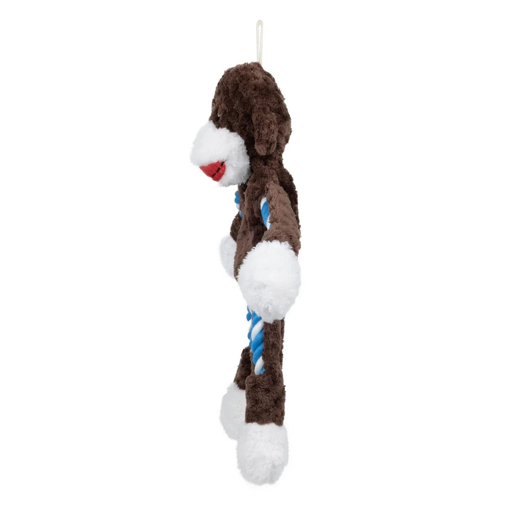 XMSJ Tough Buddy Monkey Dog Toy Rope Chew Squeaky Fetch