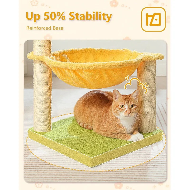 NoEnName_Null Flower Cat Tree with Top Perch and Hammock