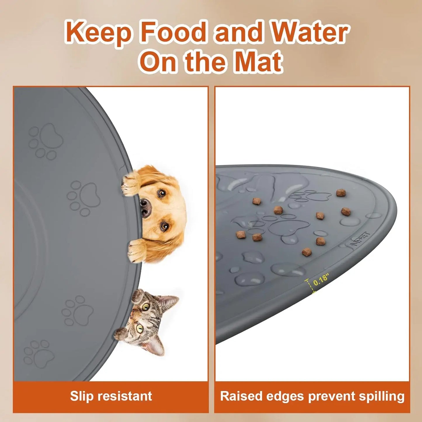 NPET Waterproof Silicone Dog Food Mat for DF10 Dog Fountain