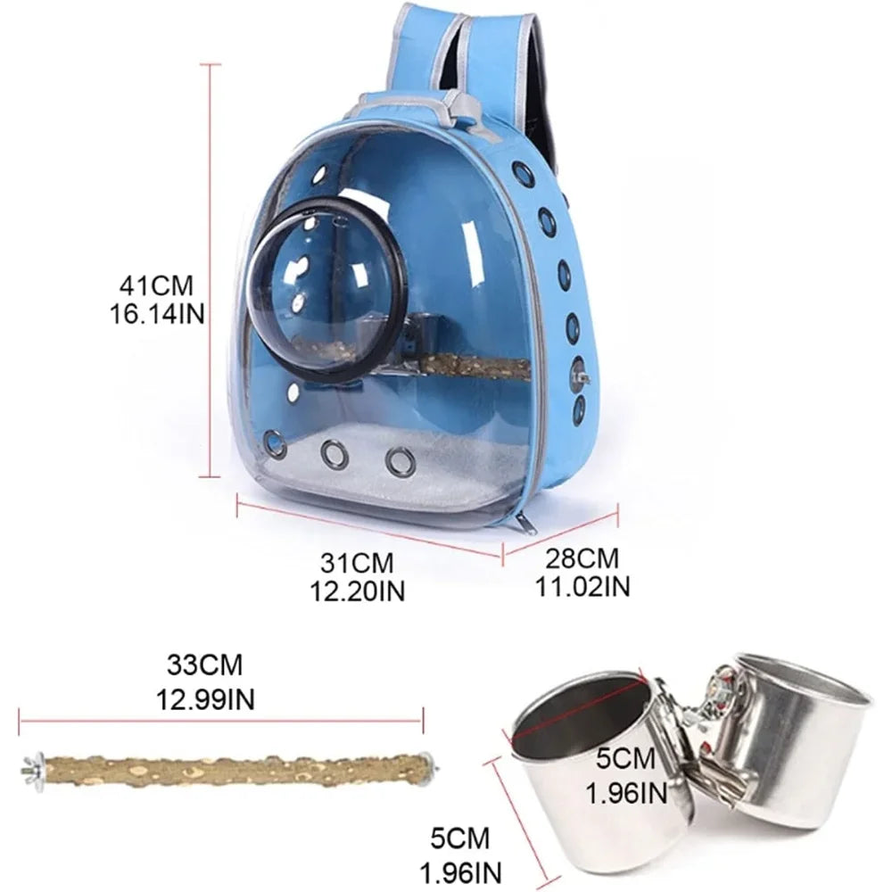 Peisi Portable Breathable Bird Carrier Backpack Travel Cage
