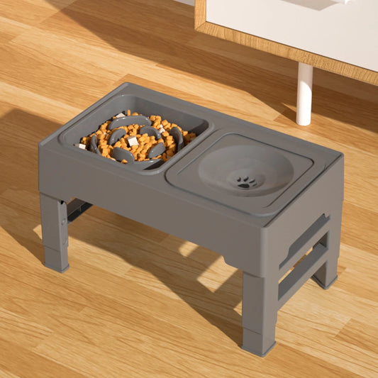 3 In 1 Pet Dog Stainless Steel Slow Feed Drinking Water Bowls Adjustable Height Anti Knock Large Cat Dog Bowl